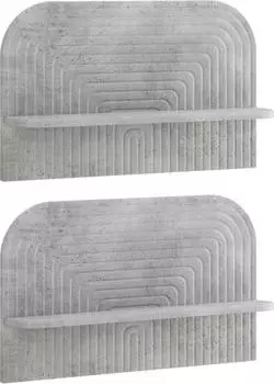 vidaXL Schweberegal 2er-Set betongrau 60x13,5x37,5cm Holzwerkstoff