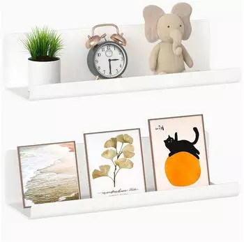 LuxusKollektion Schweberegal 2er Set, selbstklebend, 32cm, Kunststoff, weiß
