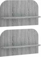 vidaXL Wandregal 2 stk. Sonoma-Grau 60 x 13,5 x 37,5 cm Holzwerkstoff