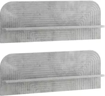 vidaXL Schweberegal 2er-Set betongrau 102x13,5x37,5cm Holzwerkstoff