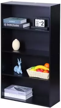 Relaxdays B&uuml;cherregal, Holzwerkstoff, schwarz, 60x108x24cm