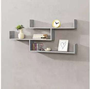 en.casa Grimstad Wandregal 3 Ablagen 119x55x18cm Betonoptik (800000478206)