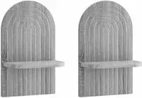 vidaXL Wandregal 2 stk. Sonoma-Grau 23 x 13,5 x 37,5 cm Holzwerkstoff