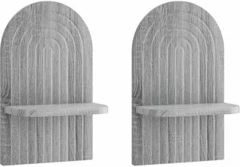 vidaXL Wandregal 2er-Set Sonoma-Grau 23x13,5x37,5cm Holzwerkstoff