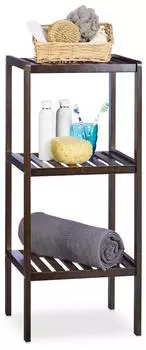 Relaxdays Baddy M Badregal Bambus, dunkelbraun, 3 Ablagen (34,5x33x80cm)