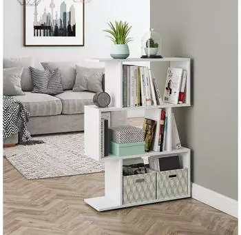 VICCO Levio Raumteiler Bücherregal 3 Fächer, weiß, 70x97,4cm (28509)