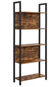 BOXXX B&uuml;cherwand Braun schwarz Vintage 5 F&auml;cher 62x165x24 cm