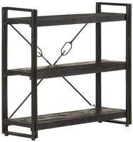 vidaXL B&uuml;cherregal 3 F&auml;cher Schwarz 90x30x80 cm Mango Massivholz