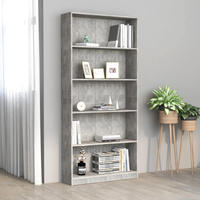 vidaXL B&uuml;cherregal 5 F&auml;cher Betongrau 80x24x175 cm Holzwerkstoff