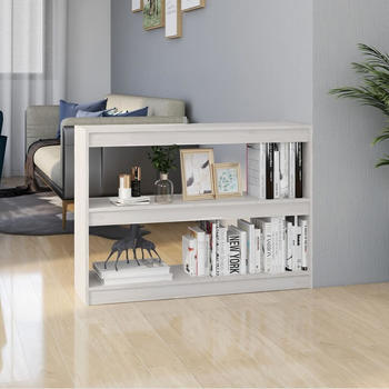 vidaXL B&uuml;cherregal Raumteiler Wei&szlig; 100x30x71,5 cm Massivholz Kiefer