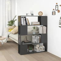 vidaXL B&uuml;cherregal Raumteiler Hochglanz-Grau 100x24x124 cm