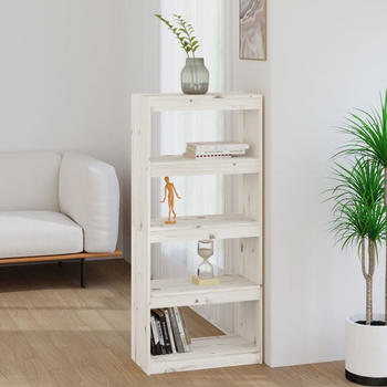 vidaXL B&uuml;cherregal Raumteiler Wei&szlig; 60x30x135,5 cm Massivholz Kiefer