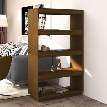 vidaXL B&uuml;cherregal/Raumteiler Honigbraun 80x35x135cm Massivholz Kiefer