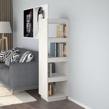 vidaXL B&uuml;cherregal/Raumteiler Wei&szlig; 40x35x135 cm Massivholz Kiefer