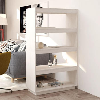 vidaXL B&uuml;cherregal/Raumteiler Wei&szlig; 80x35x135 cm Massivholz Kiefer