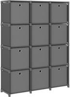 Vidaxl - W&uuml;rfel-regal Mit Boxen 12 F&auml;cher Grau 103x30x141 Cm Stoff