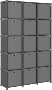 vidaXL W&uuml;rfel-Regal mit Boxen 15 F&auml;cher Grau 103x30x175,5 cm Stoff