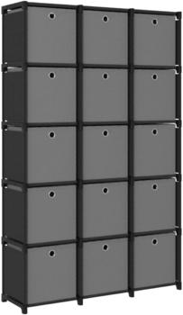 vidaXL Würfel-Regal mit Boxen 15 Fächer Schwarz 103x30x175,5 cm Stoff