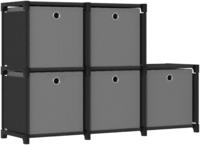 vidaXL W&uuml;rfelregal mit 5 Boxen Schwarz 103x30x72,5 cm Stoff