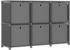 vidaXL Würfel-Regal mit Boxen 6 Fächer Grau 103x30x72,5 cm Stoff