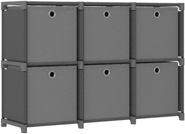 vidaXL Würfel-Regal mit Boxen 6 Fächer Grau 103x30x72,5 cm Stoff