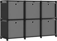 vidaXL W&uuml;rfelregal mit 6 Boxen Schwarz 103x30x72,5 cm Stoff