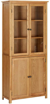 vidaXL Bücherschrank mit 4 Türen 80x35x180 cm Eiche Massivholz & Glas