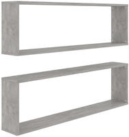 vidaXL W&uuml;rfelregale 2 Stk. Betongrau 100x15x30 cm Holzwerkstoff