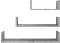 vidaXL Wandregal 3 Stk. Betongrau Holzwerkstoff