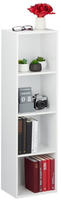 Relaxdays - B&uuml;cherregal 4 F&auml;cher, Modernes Design, Wohnzimmer, Standregal Schmal,