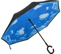 vidaXL Regenschirm C-Griff Schwarz 108 cm