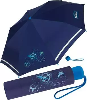 Scout Kinder-Taschenschirm Nebula mit reflektierenden Streifen, 90cm