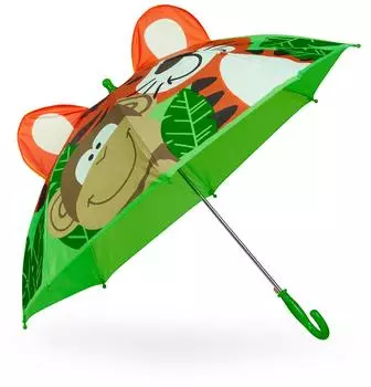 Relaxdays Kinder-Stockregenschirm 3D Motiv Affe & Tiger, &Oslash; 78cm (10043777_0)