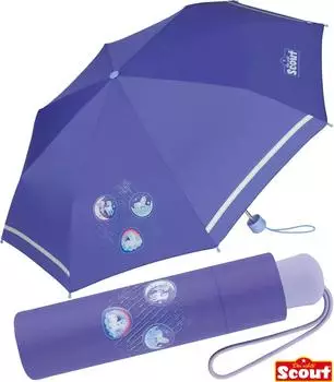 Scout Kinder-Taschenschirm mit reflektierenden Streifen Lila Luna