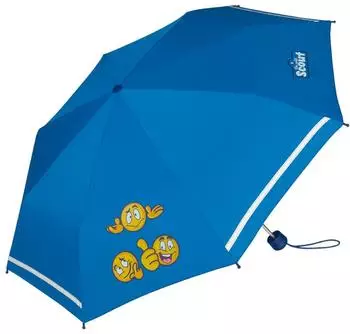Scout Kinder-Taschenschirm Emoji Blue reflektierende Streifen, 90cm