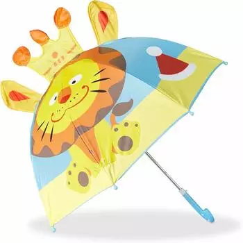 Relaxdays Kinder-Regenschirm L&ouml;we 3D-Effekt, Glockenform (10022286_764)
