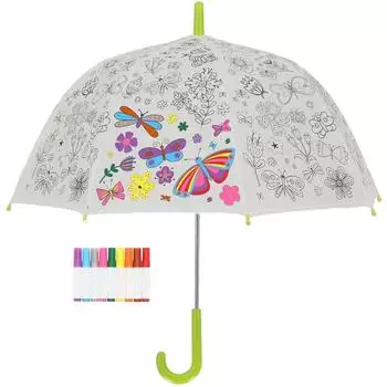 Esschert Ausmal-Regenschirm Blumen & Schmetterlinge