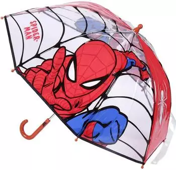 Disney Spider-Man Bubble-Regenschirm, manuell, transparent, rot, 45cm (2400000654)