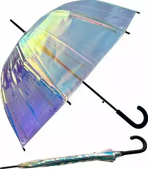Happy Rain Stockschirm Glockenschirm Shiny Automatik transparent (40979)