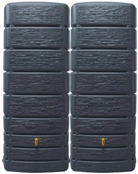 4rain SLIM STONE DECOR Wandtank-SET 1000 L graphite grey