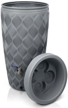 YourCasa Regentonne 240 L Seabreeze Flower ohne Wasserhahn Grau