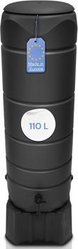 YourCasa Regentonne CircleTower 110L mit Standfuss Deckel & Wasserhahn Frostsicher Kunststoff (IDV110S)