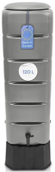 YourCasa Regentonne Tower 120L mit Standfuss Deckel & Wasserhahn & Sockel 39,6 x 118,6 cm grau (IDT120S)