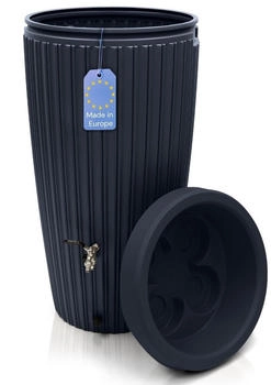 YourCasa Regentonne 240 Liter RainCatcher Messing Wasserhahn & Deckel graphite (FP240)