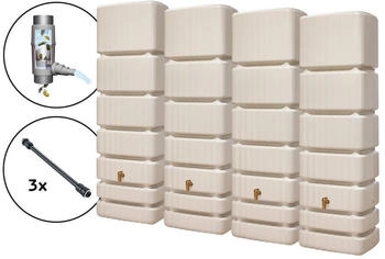 4rain Regentonne SLIM Wandtank-SET 1400 L sandbeige (211852)