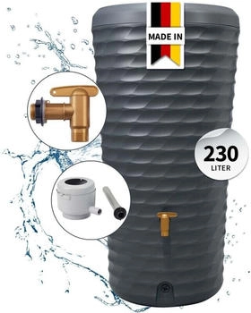 4rain Jolie 2in1 Regentonne Komplett-Set 230 L graphite grey