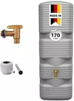 4rain - Quadro Wandtank Komplett-set 170 Liter Betongrau Inkl. Kunststoff-auslaufhahn