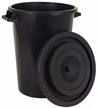 Buri Universaltonne 100L schwarz + Deckel (015b5)