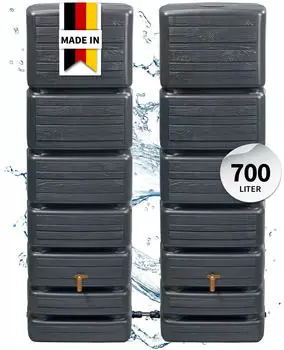 4rain Wandtank Slim Stone Decor Set 700 Liter graphite grey 2x 350L + Verbinder (4023122314349)