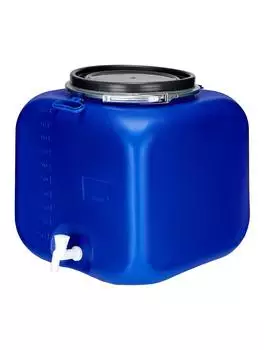 Garronda Regentonne 100L quadratisch mit Deckel und Auslaufhahn, Blau (GD-0089)